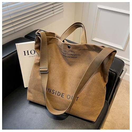 Women Canvas Tote Handbags Casual Shoulder Work Bag Crossbody Top Handle Bag Cross-body Handbags thumbnail 3