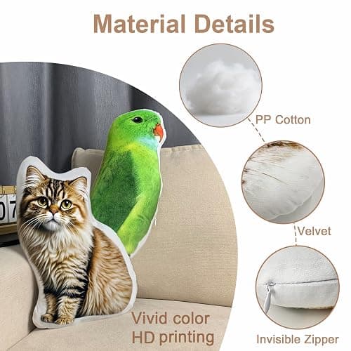 Wucidici Custom Pet Pillow with Picture, Personalized Photo Dog Cat Face Shaped Pillow, Customized Stuffed Animal Pictures Pillows Memorial Loss Sympathy Gifts - 12" thumbnail 4