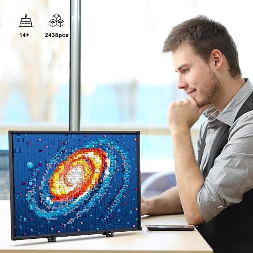PQKIE The Milky Way Galaxy Micro Mini Building Set for Adults, 2438Pcs 3D Wall Art Building Toy for Home Office Decor, DIY Space Decor Kits with Display Stand,Creative Birthday Gift Toy for Kids Teens thumbnail 6