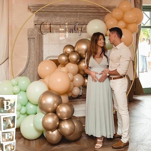 Antizz 7.2FT Gold Round Balloon Arch Stand,Backdrop Stand for Parties，Metal Circle Heavy Duty Wedding Arch Frame for Ceremony Birthday Party Anniversary Bridal Graduation Decoration - 7.2FT - Gold thumbnail 6