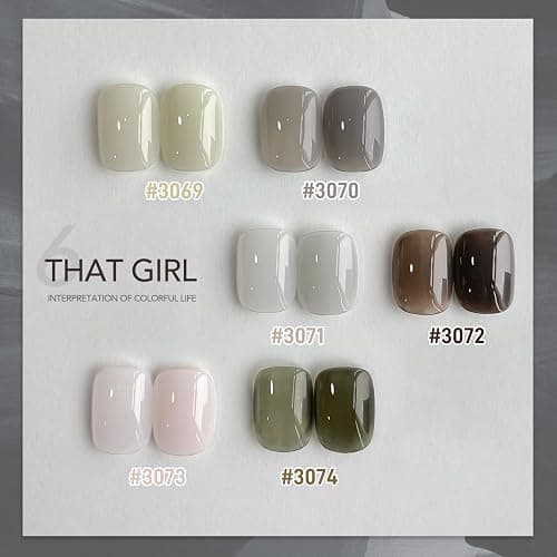 GAOY Milky Black Gel Nail Polish of 6 Creamy Nude, Gray, Green Colors Sweet Salt Style for Salon Gel Manicure and Nail Art DIY at Home thumbnail 2