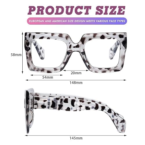 hoyuwak Oversized Square Blue Light Glasses Big Frame Computer Eyewear Thick Fashion Clear Glasses for Women Fashion thumbnail 2