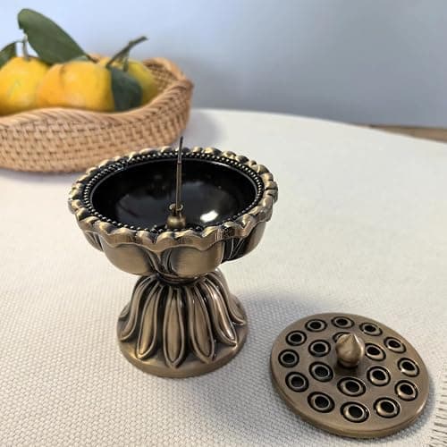 Wavedolphin Porte Encens,Design Fleur de Lotus en Métal,Bruleur Encens pour Méditation,Yoga,Zen,Aromathérapie thumbnail 7