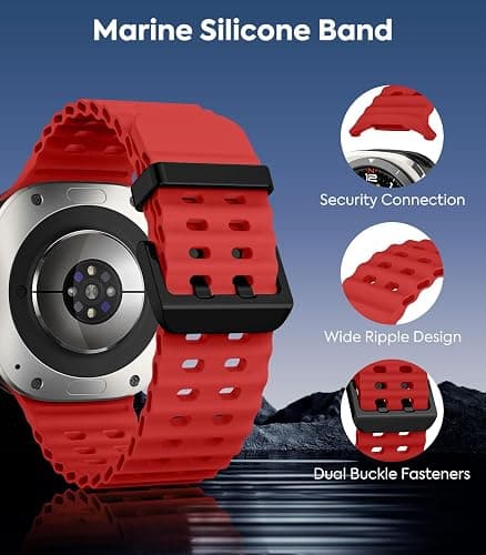 MoKo Sport Band Compatible with Samsung Galaxy Watch Ultra Bands 47mm (2025/2024) Women Men, Breathable Soft Silicone Waterproof Marine Strap Accessories for Samsung Watch 7 Ultra thumbnail 3