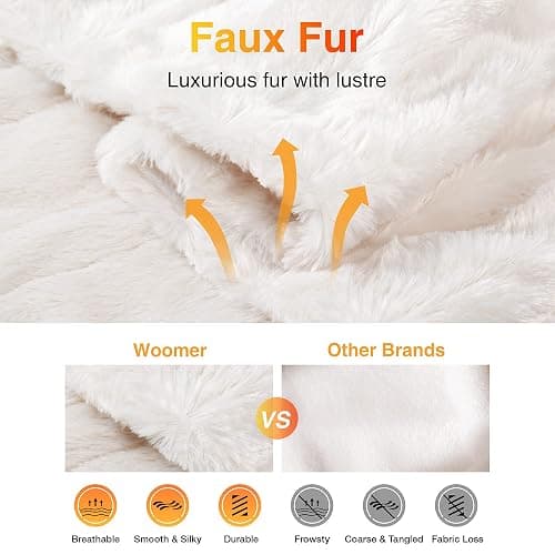 WOOMER Electric Heated Throw Blanket, Soft Faux Fur Fast Heating Blanket, 4 Heating Levels & 4 Hours Auto Off (50"x 60"), Machine Washable, Over-Heat Protection, ETL Certification thumbnail 8