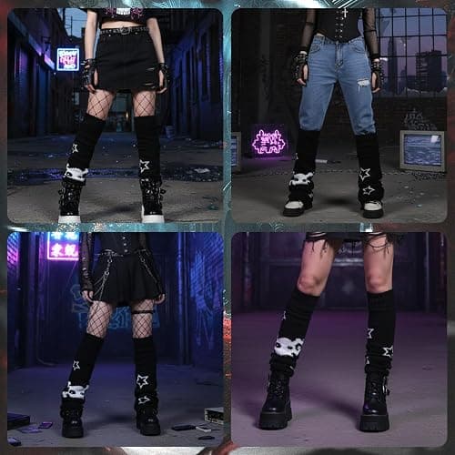 Star Arm Warmers Print Two Side Wear Leg Warmers Set Y2k Girls Japanese Kawaii Harajuku Accessory thumbnail 5