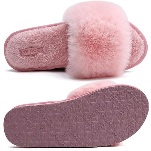 COFACE Arch Support Slippers for Women Ladies Faux Fur Slip On Sliders Orthopedic Slippers for Plantar Fasciitis thumbnail 6