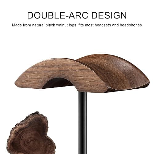 QinCoon Headphone Stand, Walnut Wood & Aluminum Headset Stand thumbnail 5