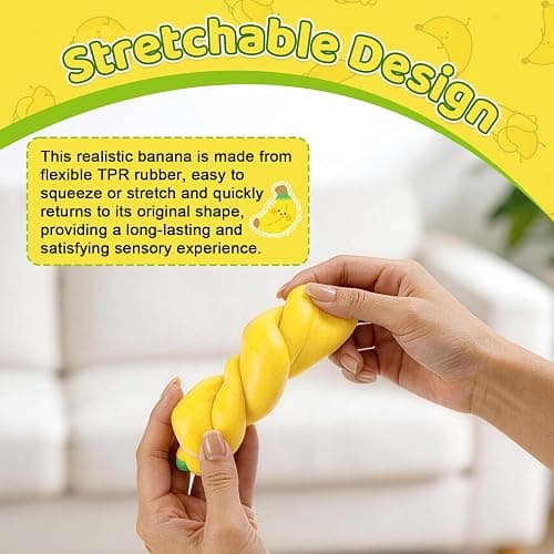 2Pcs Banana Squishy, Soft PU Foam Squeeze Fidget Set with Big & Mini Bananas, Fake Fruit Squishies for Stress Relief, Cute Novelty Gift for Adults Office Home Decor thumbnail 6