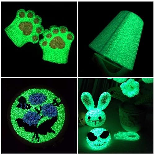 BulingBuling Glow in The Dark Yarn - 100g/3.5oz DK #3 Light Weight, Beginner-Friendly Crochet & Knitting Supplies (Black, 1 Pack) thumbnail 4