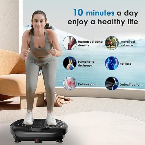 Natini Vibration Plate Exercise Machine - Whole Body Workout Vibration Platform Lymphatic Drainage Machine for Weight Loss Home Fitness with Resistance Bands Remote thumbnail 3