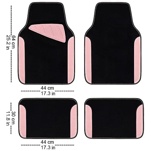 CAR PASS Waterproof Universal Fit Car Floor Mats, Car Mats Fit for SUV,Vans,sedans, Trucks,Set of 4pcs Car Carpet with Driver Heel Pad (Light Pink) thumbnail 2