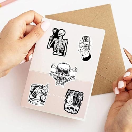 200 Pcs Horror Goth Decor Stickers Bulk.Goth Accessories.Cool Skull Horror Stickers Pack for Adults Mens Teens Girls.Dark Halloween Gothic Stickers Decals for Car,Water Bottles Kindle thumbnail 7