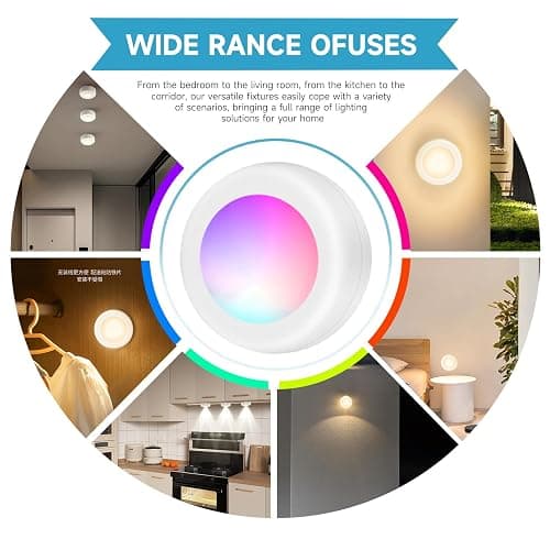 Lilampts LED Puck Lights with Remote Control, Wireless Under Cabinet Lighting,Color Changing Lights with Dimmer and Timer, AAA Battery Operated Powered Push Night Lights (3 Pack Black) thumbnail 6