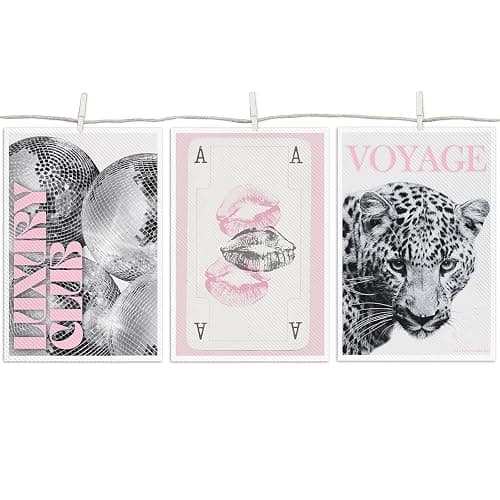 3Pcs Pink Lip Prints Poker Canvas Wall Art，Trendy Disco Ball Poster Print, Black And White Cheetah Wall Decor For Girly Room Apartment Dorm 8X12 in Unframed-Canvas Rolled Up thumbnail 2