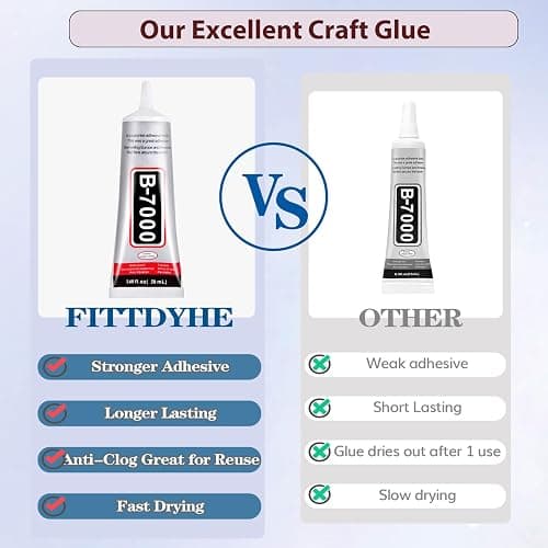 B7000 Jewelry Glue for Making, FITTDYHE 1PCS 50ML/1.69 fl oz Clear Adhesive for Rhinestone, Fabric, Multipurpose Super B-7000 for Phone Repair, Nail Art, Wood, Glass, Charms thumbnail 6