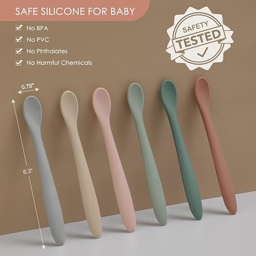 6-Piece Silicone Baby Feeding Spoons, First Stage Infant Spoons, Soft-Tip Easy on Gums I Baby Training Spoon | Infant Utensils Feeding Supplies, Dishwasher & Boil-proof thumbnail 3