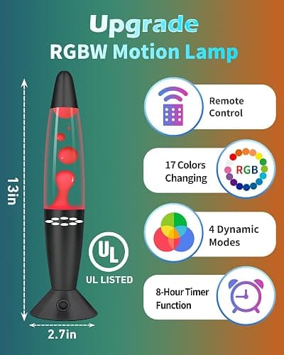 Black Liquid Motion Lamps 17 Colors Changing with Remote, 13.5 Inch LED Night Light for Kids Adults, Mood Lighting Small Table Lamp for Bedroom Nightstand Office Decor, Cool Birthday Christmas Gifts thumbnail 3