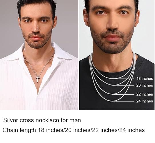 Monily Birthday Gifts for Dad Cross Necklace for Men Silver/Gold Stainless Steel Cross Chain Pendant Necklace for Mens Father's day gifts thumbnail 6