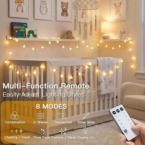 suddus String Lights for Bedroom, 33ft 100 Led Connectable Globe String Lights Indoor, Hanging Fairy Lights Plug in with Remote for Classroom, Room, Dorm, Outdoor, Christmas Tree Decor, Warm White thumbnail 3