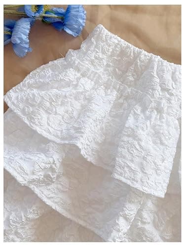 SOLY HUX Girl's Ruffle Mini Skirt Elastic Waist Layered A Line Textured Summer Skirts thumbnail 4