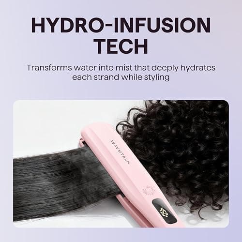 Wavytalk Steam Hair Straightener, Steam Sesh, Steam Reduces Damage, Nourishes Hair & Expedites Straightening, 1.38'' Nano Titanium Flat Iron with Detachable Comb for Silk Press Smoothing, Sakura Pink thumbnail 7