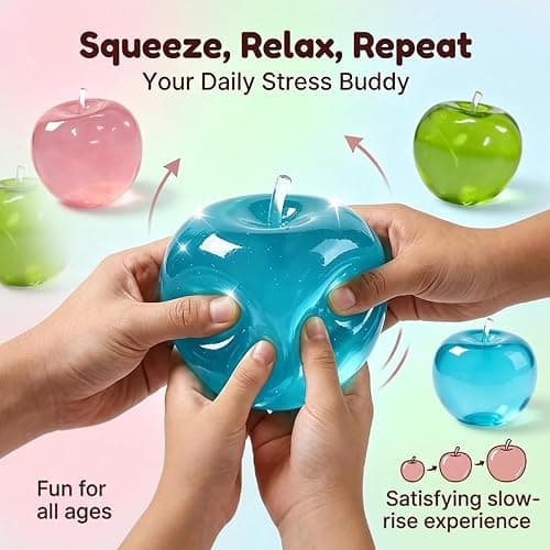 Apple/Coconut Oil Stress Ball, 2026 New Soft Fruit Squishy Coconut Squeeze Stress Shapeable Ball, Non-Sticky Slow Rising Squeeze Balls, Portable Desk Squishies for Relaxation and Focus (Blue) thumbnail 6