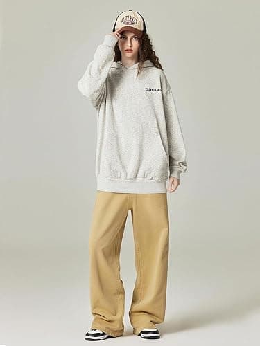 RICK TOP ONE Essentials Unisex Solid Basic Fleece Loose Hoodie Cotton Baggy Sweatshirt Long Sleeve Drop Shoulder Pullovers thumbnail 6