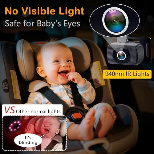 Baby Car Camera HD 1080P for Backseat: USB Plug and Play Easy to Install - Carseat Camera Rear Facing Infant Crystal Night Vision - Wide View Angle Car Baby Monitor for Newborn Toddler thumbnail 6