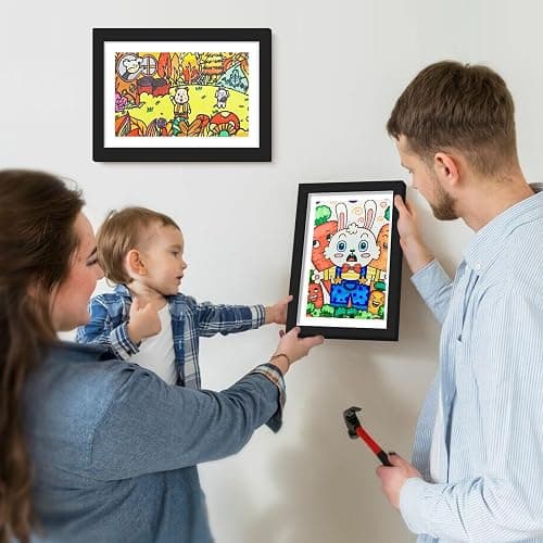 HEPFLANZE 4 Pack Kids Artwork Frames Changeable 8.5 x 11 Inch Children Art Projects Kids Art Frames Front Opening Picture Display Frame, Black thumbnail 2