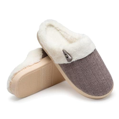 NineCiFun Women's Slip on Fuzzy Slippers Memory Foam House Slippers Outdoor Indoor Warm Plush Bedroom Shoes Scuff with Faux Fur Lining thumbnail 9