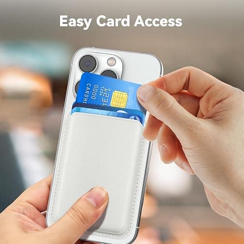 Amzone Stronger Magnetic RFID Leather Mag-Safe Card Holder for iPhone 16 Series, Mag-Safe Accessories Stick on Series of iPhone 17/16/15/14/13/12 and Pro/Promax, White thumbnail 5