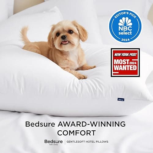 Bedsure Pillows Queen Size Set of 2 - Hotel Collection Bed Pillows for Sleeping, with Down Alternative Filling, Soft Support for Back, Stomach or Side Sleepers, Queen/Full, 28"x19", White, 2 Pack thumbnail 5