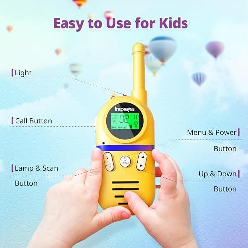 Inspireyes Kids Walkie Talkies, Rechargeable 3 Pack Long Range 2-Way Radios | Toys for Boys Girls 3–12, 48H Battery, Clear Audio, VOX Hands Free, Flashlight, Camping Toy, Hiking, Birthday Christmas Gift thumbnail 5