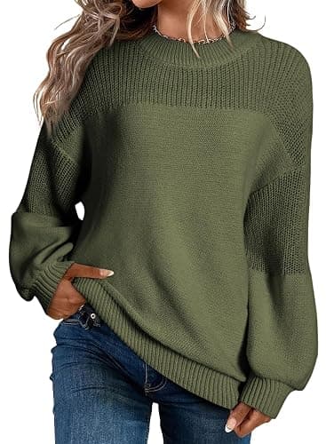 Dokotoo Women's Oversized Long Sleeve Crewneck Pullover Sweaters | Solid Color Knit Tops, Elegant Casual Fall Outfits, Soft Comfy Fashion Clothing, Trendy 2026 Winter Clothes - Image 1