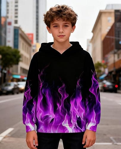 RAISEVERN Kids Hooded Sweatshirt 3D Pullover Hoodie for Girls Boys with Pocket for 6-16 Years thumbnail 2