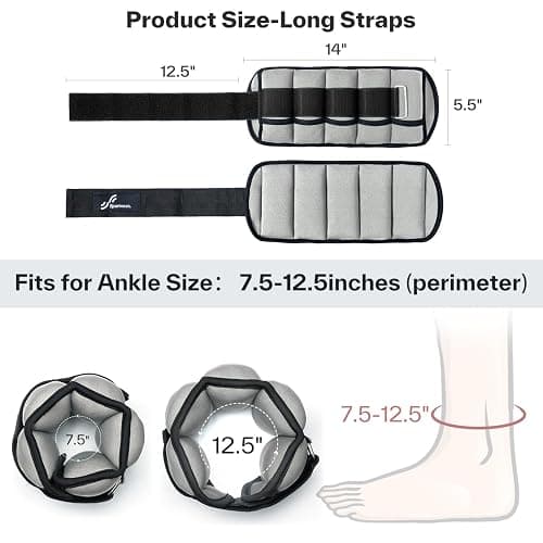 Sportneer Adjustable Ankle Weights Set - 1 Pair (2-10 lbs) Removable Sandbags for Women & Men, Comfortable Neoprene Leg Weights for Walking, Running, Pilates, Yoga, Home Workout & Physical Therapy thumbnail 4