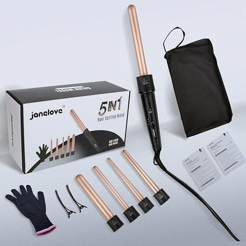 janelove Curling Wand,Hair Curlers for Long Hair, Curling Wand Set with 5 Ceramic Barrels,from 9/18/25/32 mm, 150℃-210℃ Temperature Control,with Heat Resistant Glove thumbnail 6