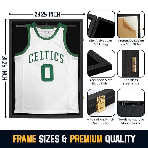 Vefera Jersey Frame Display Case ,Jersey Shadow Box with 98% UV Protective Acrylic Door for Football,Hockey,Basketball,Baseball Sports Jersey (Black, 1 Pack) thumbnail 3