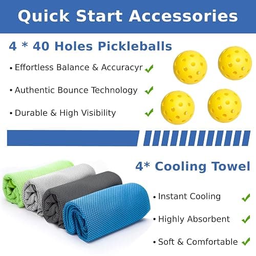 AOPOUL Pickleball Set with 4 Premium Wood Paddles, Cushion Comfort Grip, 4 Cooling Towels, 4 Pickleball Balls & Carry Bag, Pickle Ball Paddle for Men Women thumbnail 5