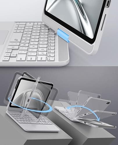 GreenLaw Keyboard Case for iPad mini 7(2024) & Mini 6 (2021) 8.3", Touchpad Keyboard with 7 Color Backlit, Type-C Rechargeable, 360° Rotate Keyboard Case for iPad mini 7th/6th Generation, White - For iPad 8.3 inch Mini 7/ 6 - White thumbnail 6