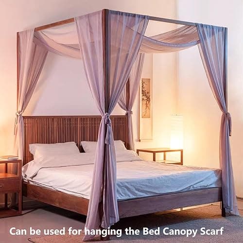 AIKASY Premium Canopy Bed Frame Posts for Twin Size Beds - Sturdy Metal Poles, Four Corner Bed Brackets - Perfect Addition to Metal and Wood Bed Frames for Bedroom Decor Upgrade (White) thumbnail 5