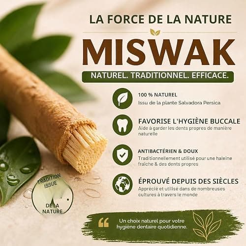 IDOBY Miswak - Lot de 10 brosses à dents traditionnelles en bois de Siwak - 100 % naturel - Racine de miswak - Nettoie et éclaircit - Respectueux de l'environnement et durable thumbnail 3