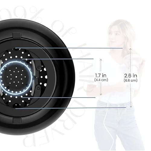 GIHALI Diffuseur Universel Très Solide pour Cheveux Bouclés et Ondulés | Accessoire pour Sèche-Cheveux 4.4-6.6 cm, Portefeuille Robuste, Anti-Frisottis (Noir) thumbnail 5