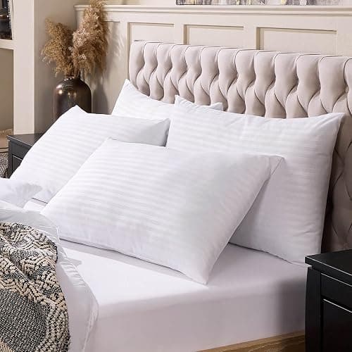 Gooeb Flat Ultra Thin Bed Pillows Standard Size Pillow Set of 2 Extra Soft Down Alternative for Stomach Back Sleeper Hotel Collection 20x26inches thumbnail 6