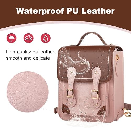 Cwatcun Camera Bag for Women, Retro Camera Crossbody Case, Vintage PU Leather Waterproof Camera Backpack, Lightweight Camera Handbag, Compatible with Canon/Nikon/Sony SLR/DSLR Mirrorless Camera, Lens thumbnail 6
