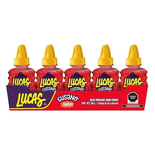 Lucas Gusano Fruity Chamoy Flavored Liquid Spicy Candy, 1.26oz - 10 Pieces Pack for Treats, Fruit, Snack, Parties, Piñatas - Spicy - 1.26 Ounce (Pack of 10) thumbnail 6