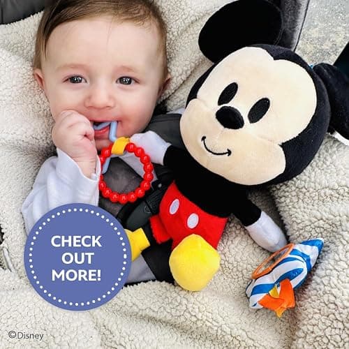 Disney Baby Minnie Mouse On The Go Activity Toy with Teething Rings, Crinkle Sounds, Mirror, and Rattle for Babies and Infants thumbnail 2