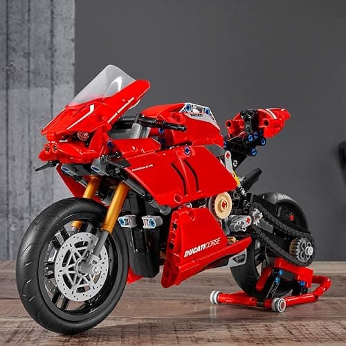 LEGO Technic Ducati Panigale V4 R Motorcycle 42107 Building Set - Collectible Superbike Display Model Kit with Gearbox and Working Suspension, Fun for Adults, and Motorcycle Enthusiasts thumbnail 7
