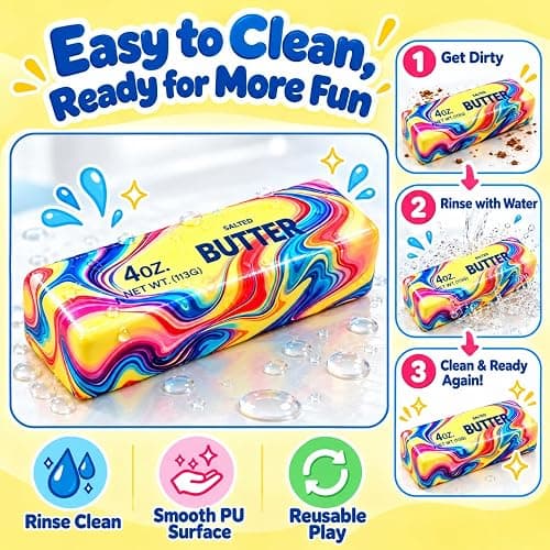 2Pcs Squeeze Butter Toy, Slow Rising Squishy with Rainbow Wave, Dumpling Stress Balls, PU Materia Fidget Toys for Party Favor or Office thumbnail 4